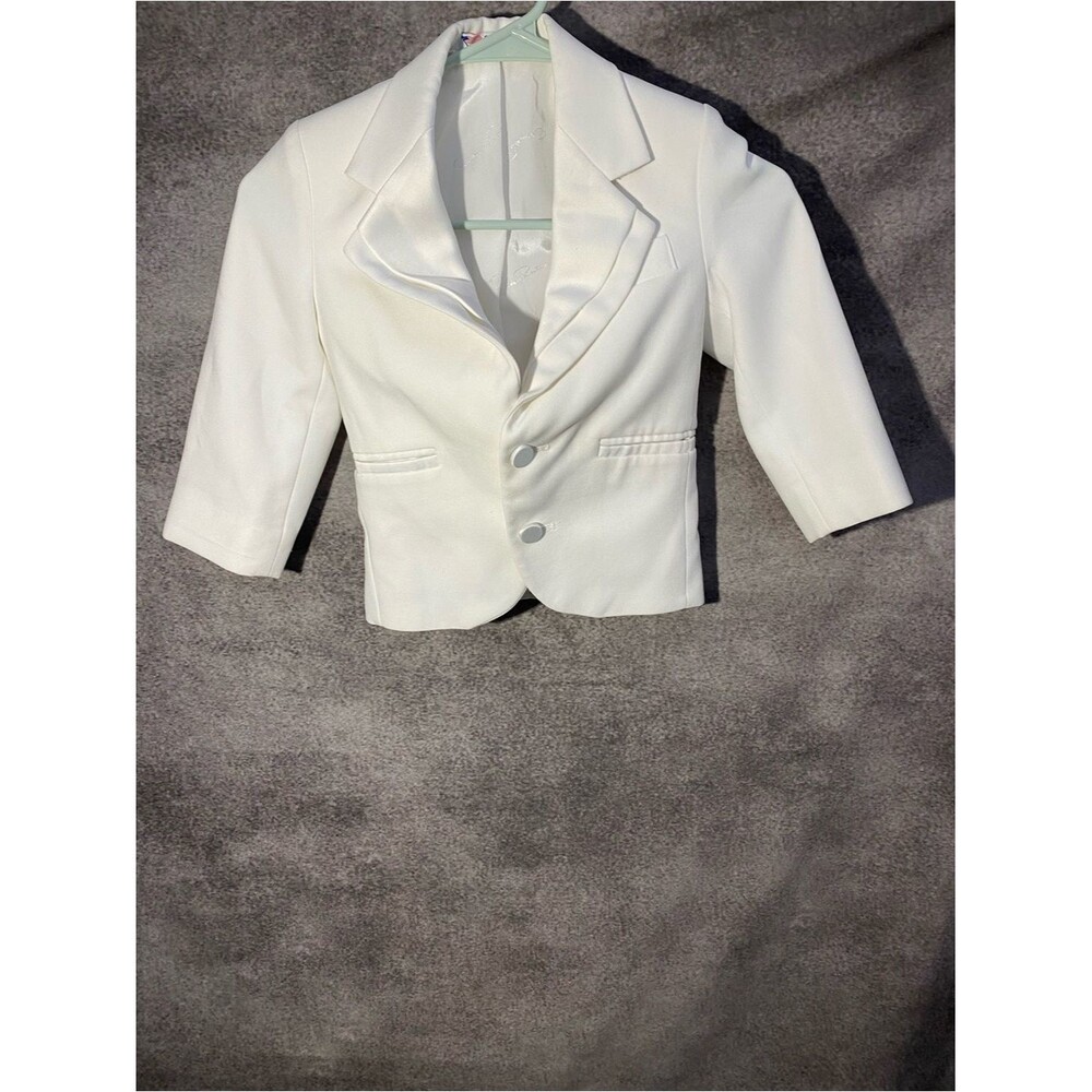 Oscar de la Renta Boys Formal Tuxedo Jacket White Ivory Size Vintage Blazer 4B